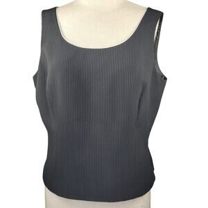 Stresa Petite Black Pin Strip Sleeveless Blouse Size 12